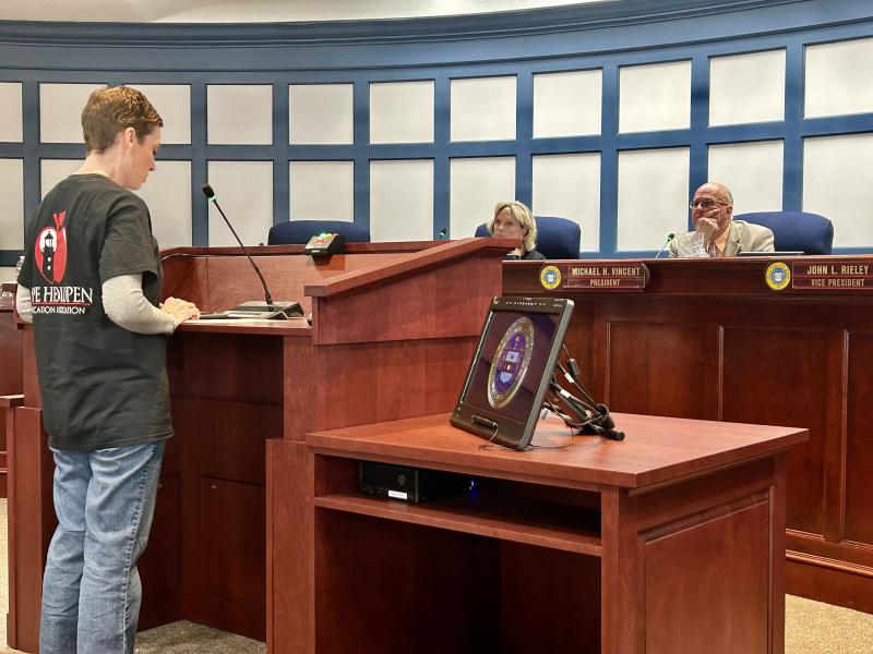 Addressing Sussex County Council Oct. 29, Cape Henlopen Education Association President Christy Wimmer said if a VSA had been implemented in the 2020 fiscal year, Cape could have received about $62 million to offset the cost of new building construction and renovation to accommodate the growth in student population. ELLEN DRISCOLL PHOTOS